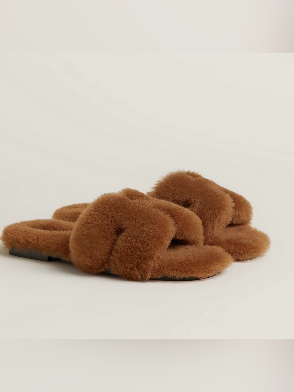 Hermès Shearling Slide with Natural Leather Sole